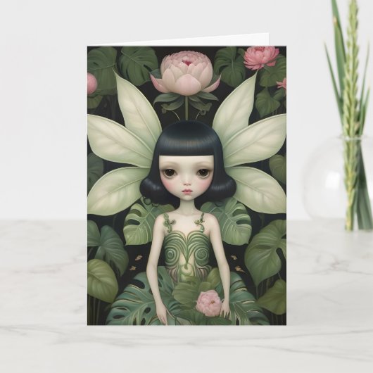 Schattige pioenenfee alle gelegenheden kaart (Voorkant)