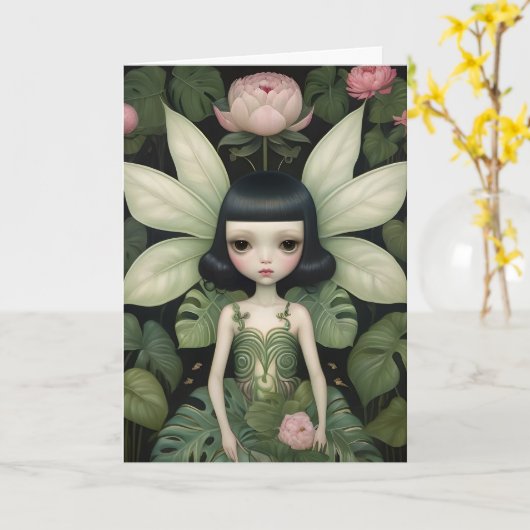 Schattige pioenenfee alle gelegenheden kaart (Gele Bloem)