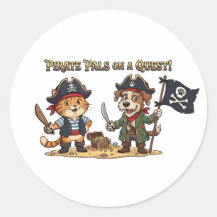 Schattige Pipa Katachtige Hond en Hond Queeste Ronde Sticker