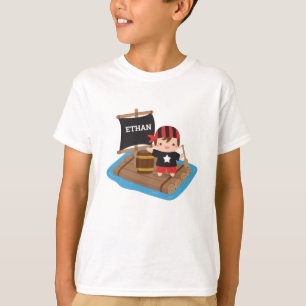 Schattige Piraat Jongen Met Bandana, Vlot Boot Kin T-shirt