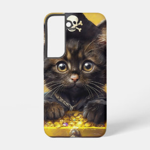 Schattige piraat kitten met gouden schat samsung galaxy hoesje