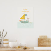 Schattige Piraat Muis Zeilboot Kinderen Monogram B Poster (Keuken)