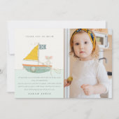 Schattige Piraat Muis Zeilboot Kinderen Verjaardag Bedankkaart (Voorkant)