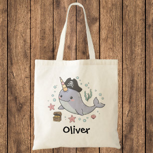 Schattige Piraat Narwal Tote Bag
