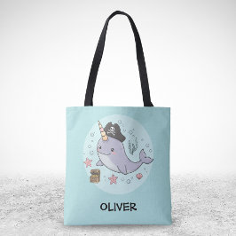 Schattige Piraat Narwal Tote Bag