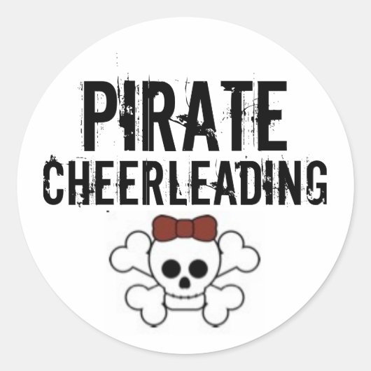 schattige piraat, piraat, cheerleading ronde sticker (Voorkant)
