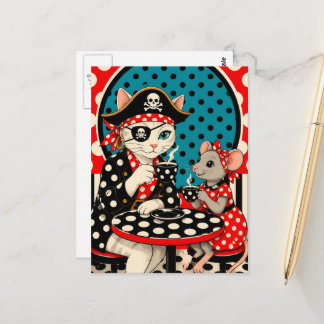 Schattige Piramidekat en Muis Koffie Stippen Briefkaart