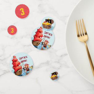 Schattige Pirate Meisje Verjaardagsfeestboot Confetti