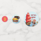 Schattige Pirate Meisje Verjaardagsfeestboot Confetti (Achterkanten)