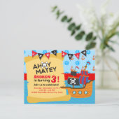 Schattige Piratenschip bunting Baby boy Verjaardag Briefkaart (Staand voorkant)