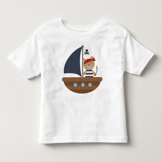 Schattige Piratenschip Piraten Beer Kinder Shirts (Voorkant)