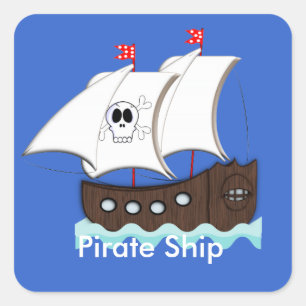 Schattige Piratenschip Theme Party Stickers
