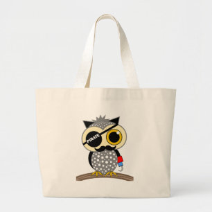 schattige piratenuil grote tote bag