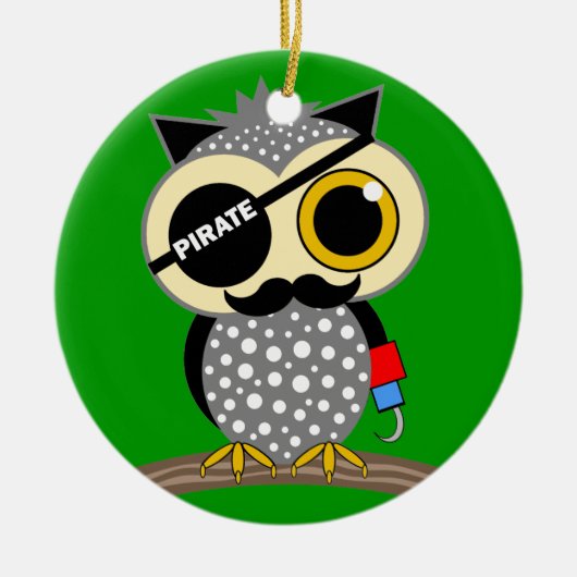 schattige piratenuil keramisch ornament (Voorkant)