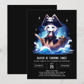 Schattige piratenverjaardag kaart (Voorkant / Achterkant)