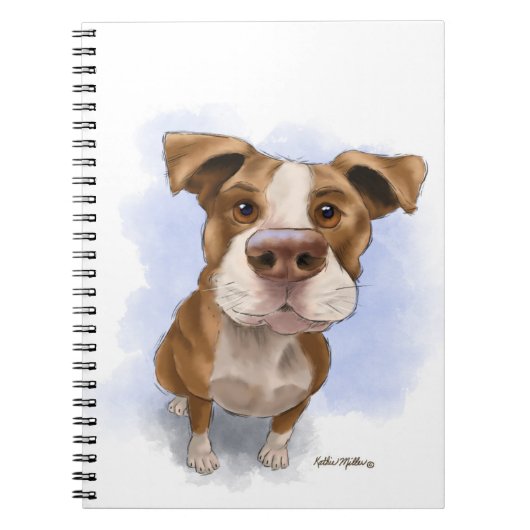 Schattige Pit Bull Cartoon Notitieboek (Voorkant)