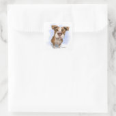 Schattige Pit Bull Cartoon Vierkante Sticker (Tas)