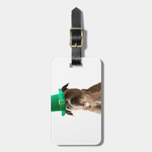 Schattige Pit Bull Dog Pet St. Patrick's Day Bagagelabel (Voorkant verticaal)