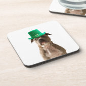 Schattige Pit Bull Dog Pet St. Patrick's Day Bier Onderzetter (Linkerzijde)