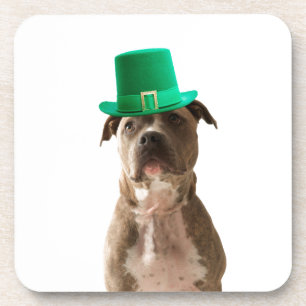 Schattige Pit Bull Dog Pet St. Patrick's Day Bier Onderzetter
