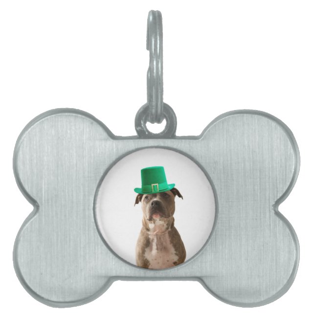 Schattige Pit Bull Dog Pet St. Patrick's Day Huisdieren Naamplaatje (voorkant)