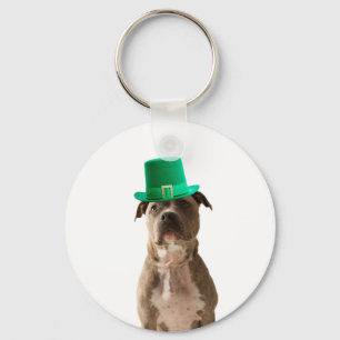 Schattige Pit Bull Dog Pet St. Patrick's Day Sleutelhanger