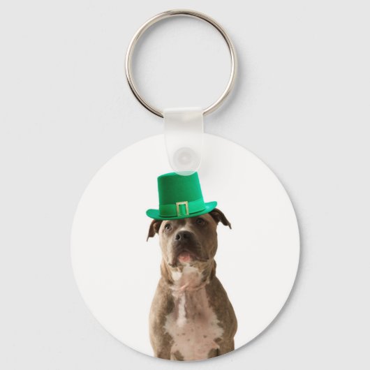 Schattige Pit Bull Dog Pet St. Patrick's Day Sleutelhanger (Voorkant)