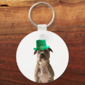 Schattige Pit Bull Dog Pet St. Patrick's Day Sleutelhanger (Voorkant)