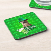 Schattige Pit Bull Dog Pet St. Patrick's Day w Clo Drankjes Onderzetter (Linkerzijde)