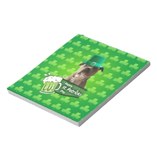 Schattige Pit Bull Dog Pet St. Patrick's Day w Clo Notitieblok (Linkerzijde)