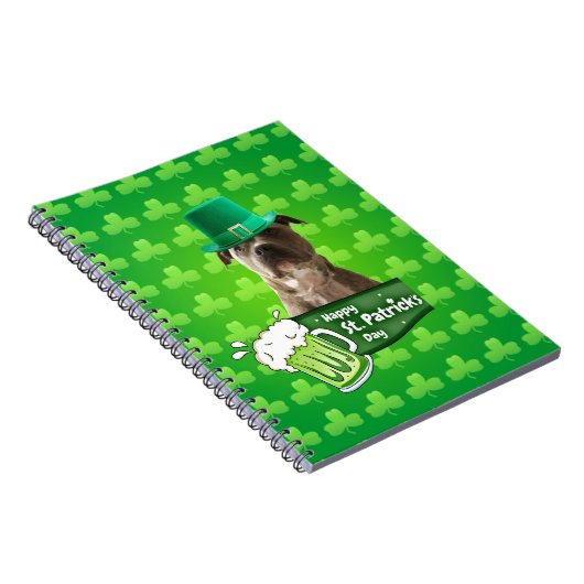 Schattige Pit Bull Dog Pet St. Patrick's Day w Clo Notitieboek (Rechterzijde)