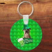 Schattige Pit Bull Dog Pet St. Patrick's Day w Clo Sleutelhanger (Voorkant)