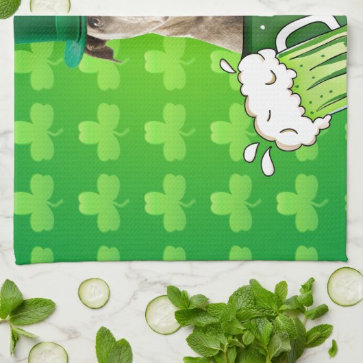 Schattige Pit Bull Dog Pet St. Patrick's Day w Clo Theedoek (Gevouwen)