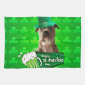 Schattige Pit Bull Dog Pet St. Patrick's Day w Clo Theedoek (Horizontaal)