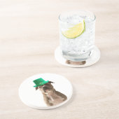 Schattige Pit Bull Dog Pet St. Patrick's Day Zandsteen Onderzetter (Zijkant)