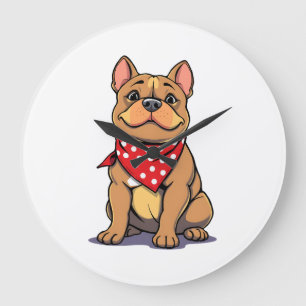 Schattige Pitbull Bulldog met Bandana Grappige Hon Grote Klok