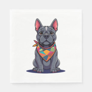 Schattige Pitbull Franse hond met Bandana Kunst Servet