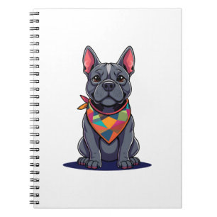 Schattige Pitbull Franse hond met sjaal kunst Notitieboek