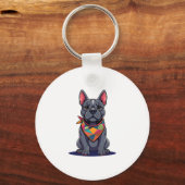 Schattige Pitbull Franse hond met sjaal kunst Sleutelhanger (Voorkant)