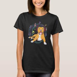 Schattige Pitbull-hond die naar muziek luistert Pi T-shirt