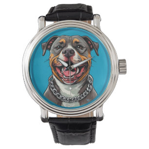 Schattige Pitbull hond Horloge