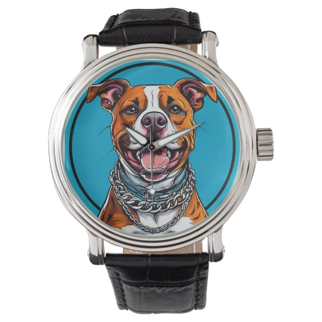 Schattige Pitbull hond Horloge (Voorkant)