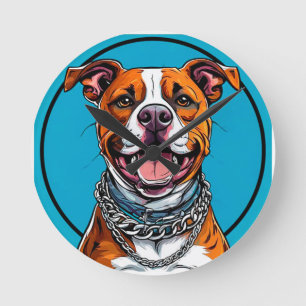 Schattige Pitbull hond Ronde Klok