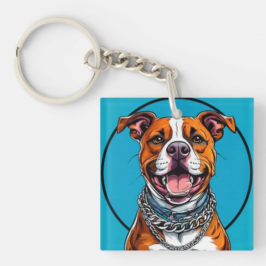Schattige Pitbull hond Sleutelhanger (voorkant)