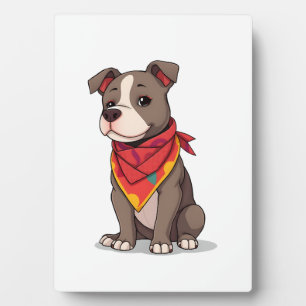 Schattige Pitbull met Bandana  Aardige Hond Liefhe Fotoplaat