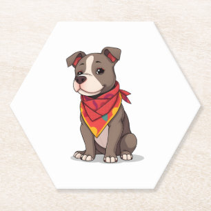 Schattige Pitbull met Bandana  Aardige Hond Liefhe Kartonnen Onderzetters