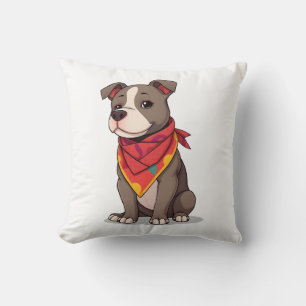 Schattige Pitbull met Bandana Aardige Hond Liefhe Kussen