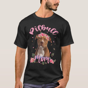 Schattige Pitbull Moeder Bloem Hond Vrouwen T-shirt