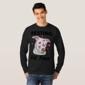 Schattige Pitbull Resting Pit Face Funny Pitbul T-shirt (Voorkant volledig)