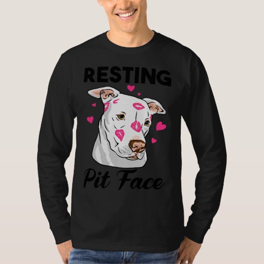 Schattige Pitbull Resting Pit Face Funny Pitbul T-shirt (Voorkant)